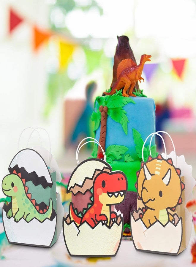 Tosstuki 24 Pcs Dinosaur Party Favor Bags 3D Dinosaur Birthday Gift Goodie Bags with Handles Little Dino Treat Paper Bag for Candy Dino Themed Birthday Party Decorations Supplies - Image 4